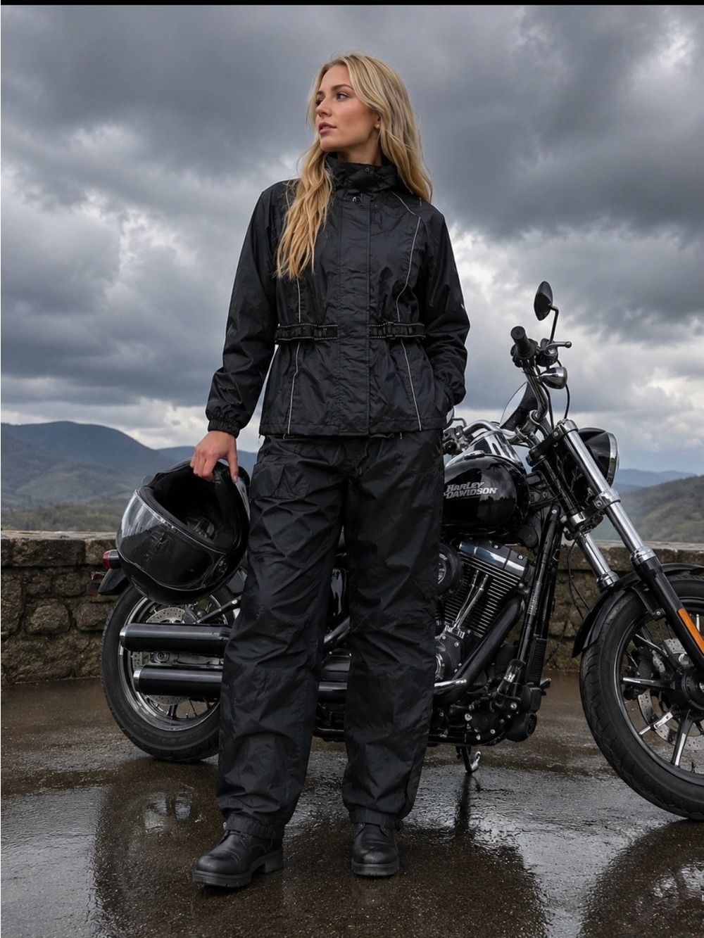 NWOT Bikercore Xelement Advanced Motorcycle Gear black 2/pc  waterproof Rainsuit